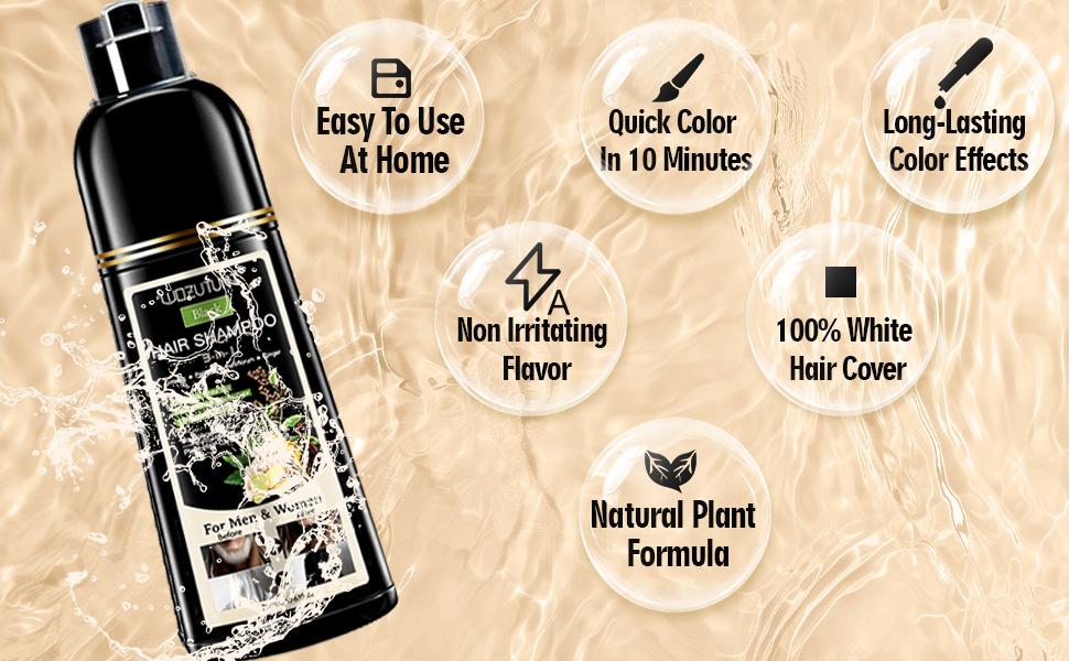 3-in-1 Black Hair Dye Shampoo Herbal Formula with Ginseng quick hair dye longlasting haircare Covers Gray Hair Natural Plant Haircare for Salon-Quality Results Flawless Radiant