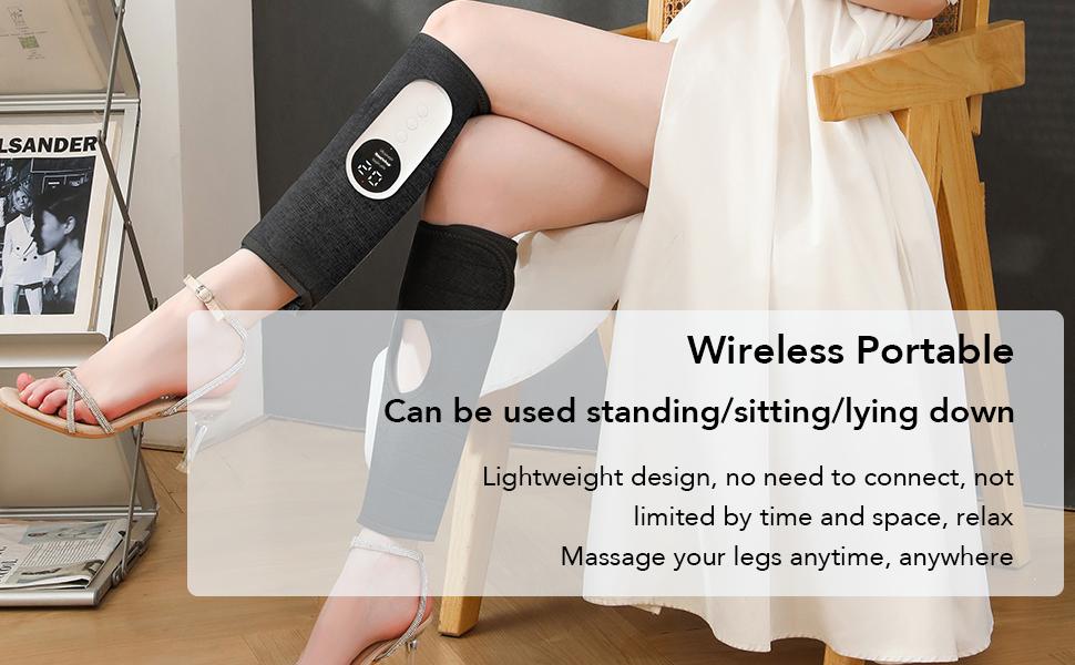 Leg Massager Set of 2 with Air Compression & Heat Function 3 Intensity Settings for Calf Relief Cordless Dual-purpose for Feet Legs Thighs and Knees Ideal Christmas Gift