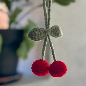 Crochet Cherry Charm – Handmade Cherry Bag Charm & Keychain Accessory