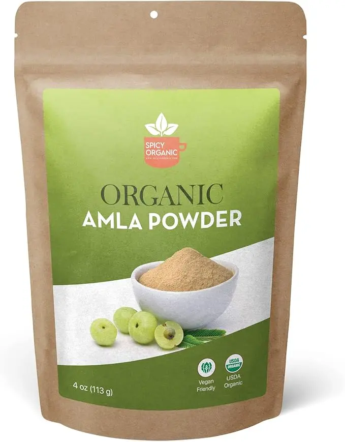 Amla Powder-100 Pure USDA Organic Amla Powder for Hair & Beverages-4 oz. Edible Dietary Fitness Supplement Seed Optimum Healthcare