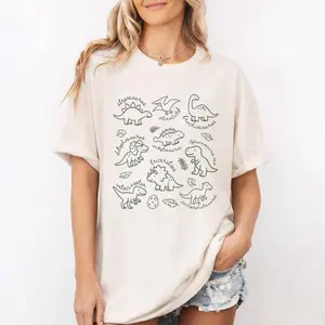 Comfort Colors Dinosaur Species Shirt, Cute Dino Doodle Graphic Tee, Prehistoric Animal Graphic Tee, Gift for Dinosaur Lovers