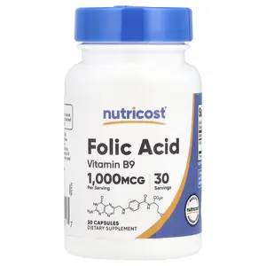 Nutricost Folic Acid, 1,000 mcg, 30 Capsules