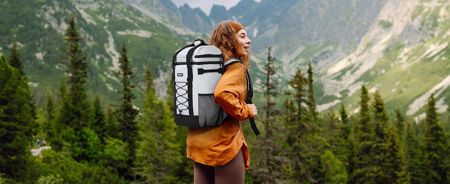 Cooler Backpack, 36 Cans Multifunctional Leakproof Cooler Backpack with Padded Top Handle, Mesh Pocket for Camping BBQ Lunch Picnic Hiking Fishing,Waterproof Ice Box Thermal Bag Insulated Travel