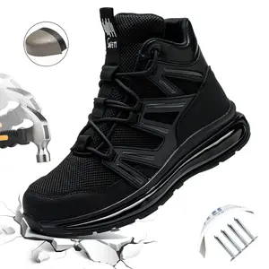 Men's Safety Boots Anti-Smash Steel Toe Anti-Puncture Kevlar Air Cushion Soft Sole Outdoor Construction Safety Boots Factory Work Shoes Autumn Winter Style