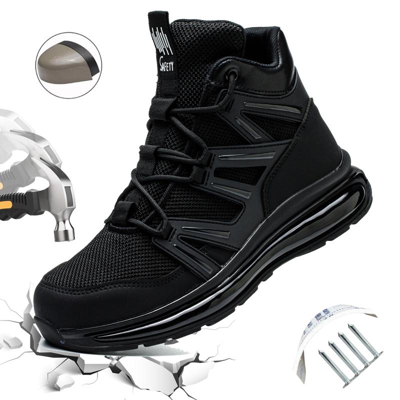 Men's Safety Boots Anti-Smash Steel Toe Anti-Puncture Kevlar Air Cushion Soft Sole Outdoor Construction Safety Boots Factory Work Shoes Autumn Winter Style