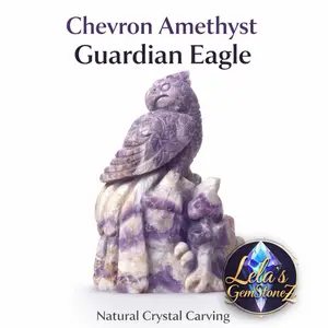 Guardian Eagle Family | Chevron Amethyst Mountain Carving | Protection Brazilian Crystal Statue sculptures crystals purple Crystal Decor