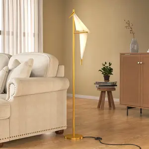 Gold Origami Crane LED Floor Lamp Modern Standing Lamp for Living Room Bedroom Hallway Home Office 160cm Tall Sturdy Gold Iron Construction Energy Efficient LED Design