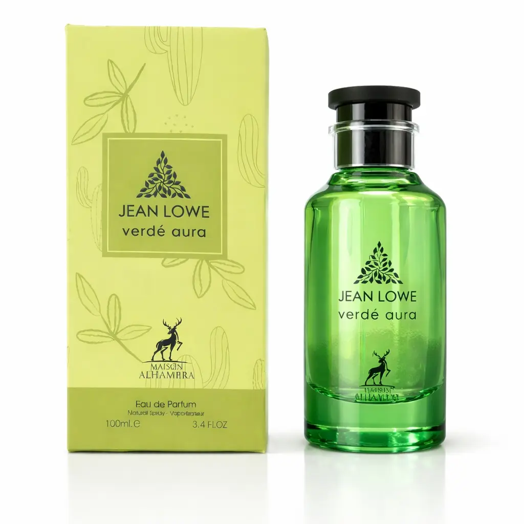 Lattafa Jean Lowe Verde Aura 100ml EDP Original Perfume Spray - Packaged, Aromatic, Scented Unisex Fragrance Bottle, Elegant Scent, Gifts for Him, Ideal for Fragrance Enthusiasts
