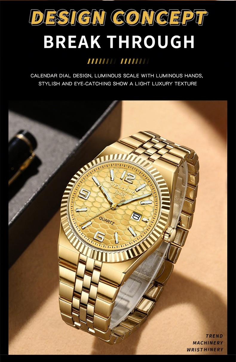 Men's Business Fashion Simulated Quartz Wristwatch with Diamond Accents Three-Dimensional Linear Grid Texture Luminous Display Date Function Water-Resistant Elegant Gift Box