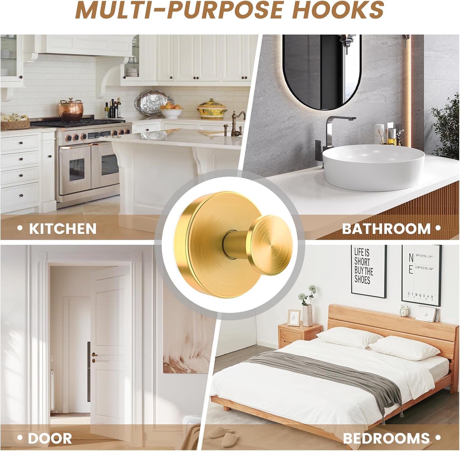 2 Units Suction Cup Hooks Home Essentials for Shower Bathroom Kitchen, Wood Door, Glass Door, Mirror, Tile – Loofah, Towel, Coat, Bath Robe Hook Holder for Hanging up to 15 lbs with Water-Resistant Home Gift Idea Bathroom Accessories