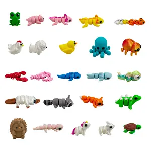 24pcs Mini Animals Articulated Toy Set, Flexible Fidget 3D Printed Animal Figurines, Durable ABS Material, for Ages 3-6