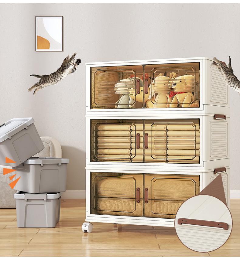 SPACIFY HOME Foldable Storage Bins 76QT with Lid, Magnetic Doors & Lockable Wheels, Stackable storage Boxes for Living Room, Office, Kitchen, Dorm SPACIFY HOME Foldable Storage Bins 76QT with Lid, Magnetic Doors & Lockable Wheels, Stackable storage Boxes for Living Room, Office, Kitchen, Dorm