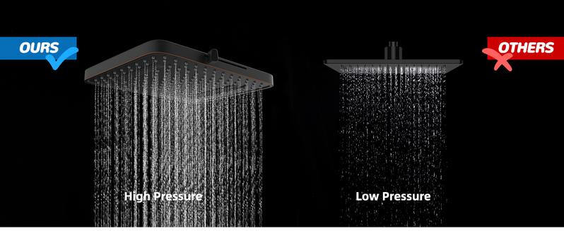 Hibbent Upgraded 13'' Shower Head Combo, High Pressure 5 Spray Rainfall Showerhead with 10 Spray Modes Handheld,All Metal Easy Reach 4-way Diverter with Pause Mode, 71'' Hose and Holder, Matte Black
