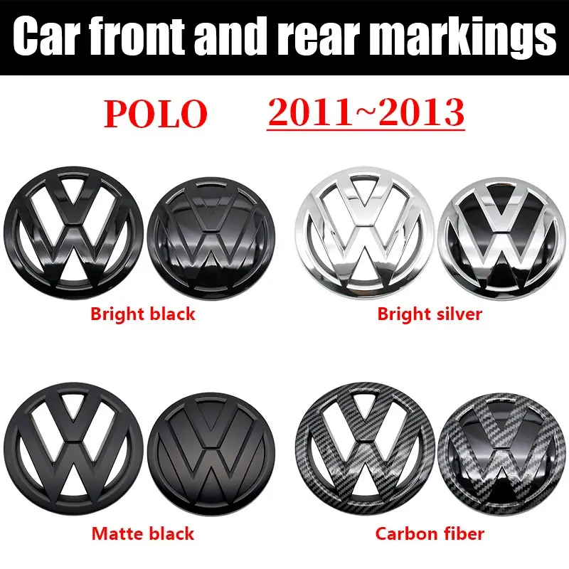 Volkswagen Polo Front & Rear Emblem Badge Set, Glossy Bright Replacement Logo, Fits Polo 2011-2013, Durable Car Accessories