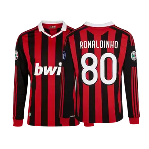 Ronaldinho 2009 10 Home No.80 Retro Long Sleeves soccer jerseys