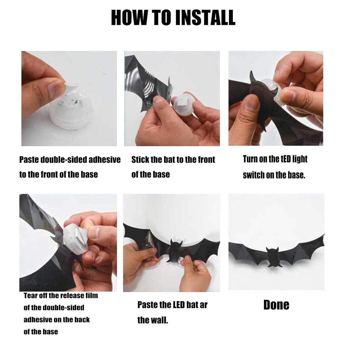 Halloween 3D Lighted Bats, 2025 New 3D Led Bats Lighted Stickers Decor Light - Hanging Wall Luminous Glow Clings for Home Bar Halloween Party (Bats-12pcs) Halloween 3D Lighted Bats, 2025 New 3D Led Bats Lighted Stickers Decor Light - Hanging Wall Luminous Glow Clings for Home Bar Halloween Party (Bats-12pcs)