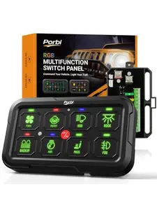 RGB 8 Gang Switch Panel, Universal Circuit Control Relay System w/Momentary Toggle Pulsed Memory Function, Automatic Dimmable, 12-24V Light Switch Panel for Truck UTV Car Boat, IP65 Waterproof