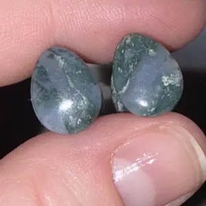Moss Agate Teardrop Double Flare