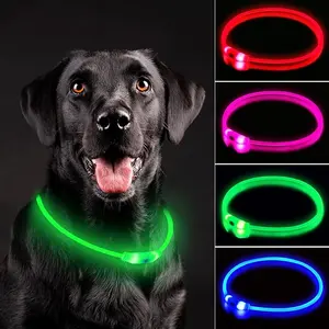 EVERBETTERUS LED Dog Collar, USB Rechargeable Glowing Lighted Up Collar, Cuttable Water-Resistant TPU Safety Collar Lights for Small Medium Large Dogs