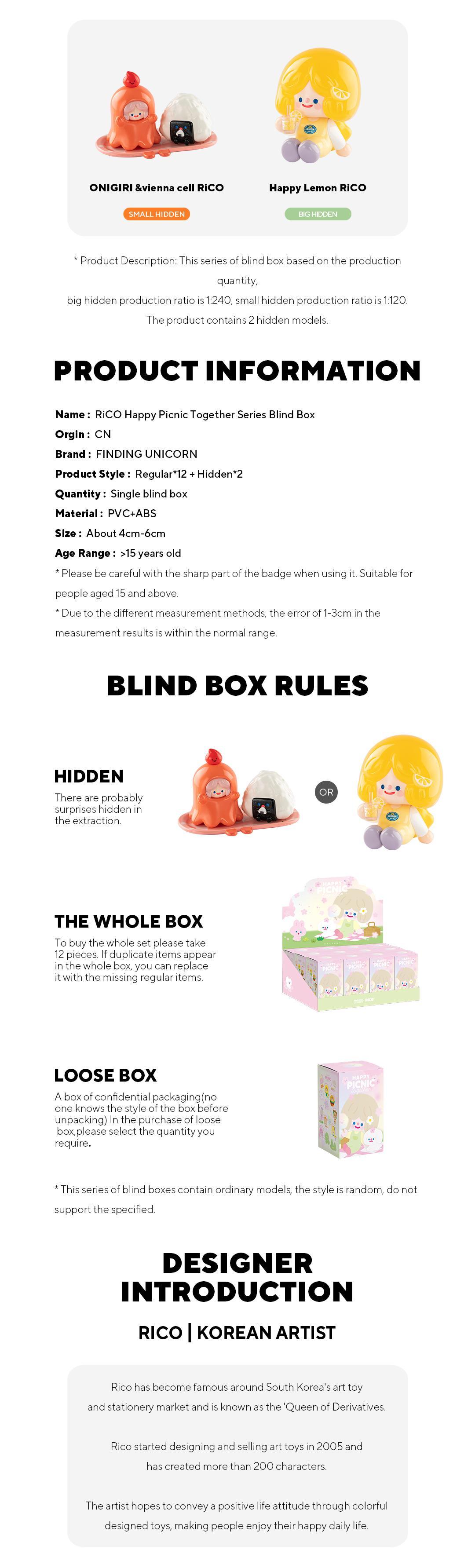 [FINDING UNICORN] RiCO Happy Picnic Together Series Blind Box Cute Figures Desktop Ornament Collectible Toys Birthday Gifts HQ7Q242NUL