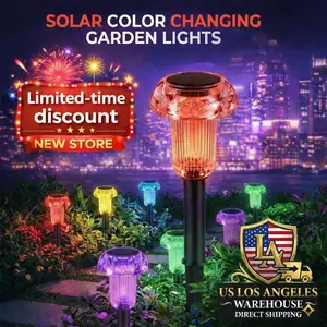 Cozy-Pavilion Solar Pathway Lights [10-Second Setup] - 4 Pack | Multi-Color Auto On/Off | IP55 Waterproof Outdoor Garden Lights | High-Efficiency Solar Stakes for Yard & Driveway
