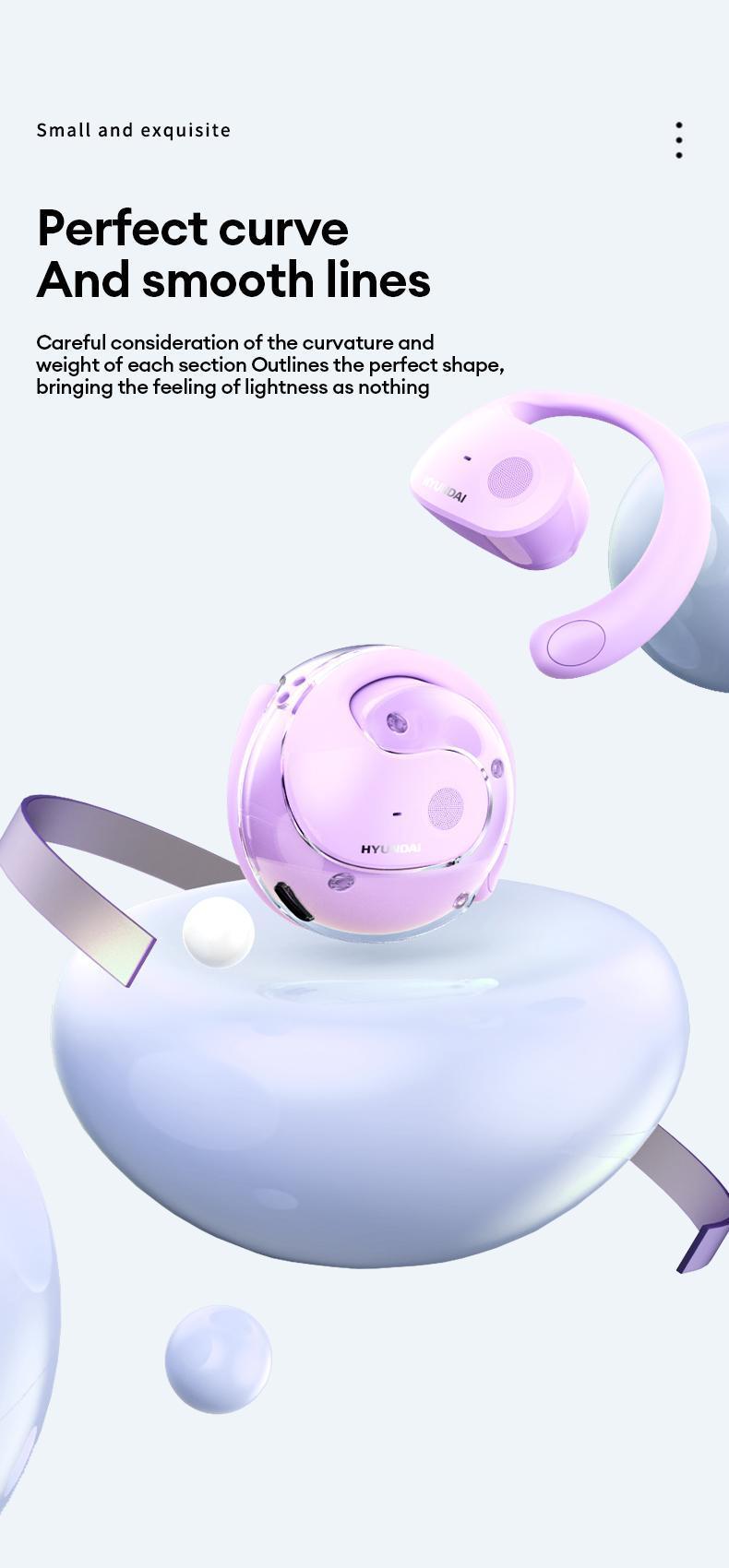 HYUNDAI T26 Pro Open-Ear Wireless Bluetooth 5.4 Stereo Headphones Supports 169-Language Translation, Chargeable & Automatic Connection, Intelligent Noise Reduction, Waterproof Sport Earphones for Music & Phone Calls