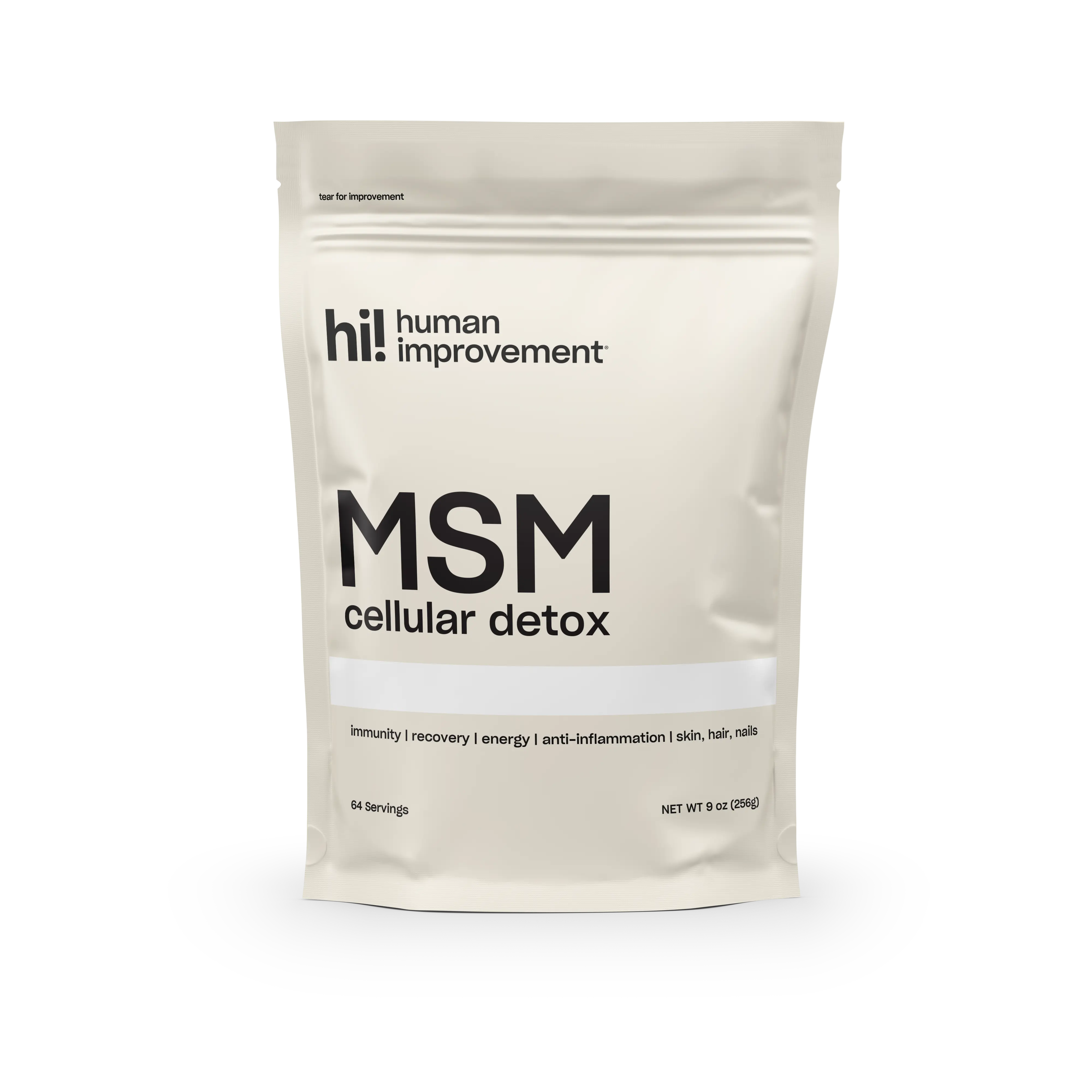 Hill Human Improvement MSM Cellular Detox - All Natural Supplement for Body Health, Energy, and Inflammation Support - Organic Sulfur, Gluten-Free, Dairy-Free, Vegan, 99.9% Pure, Made in The USA