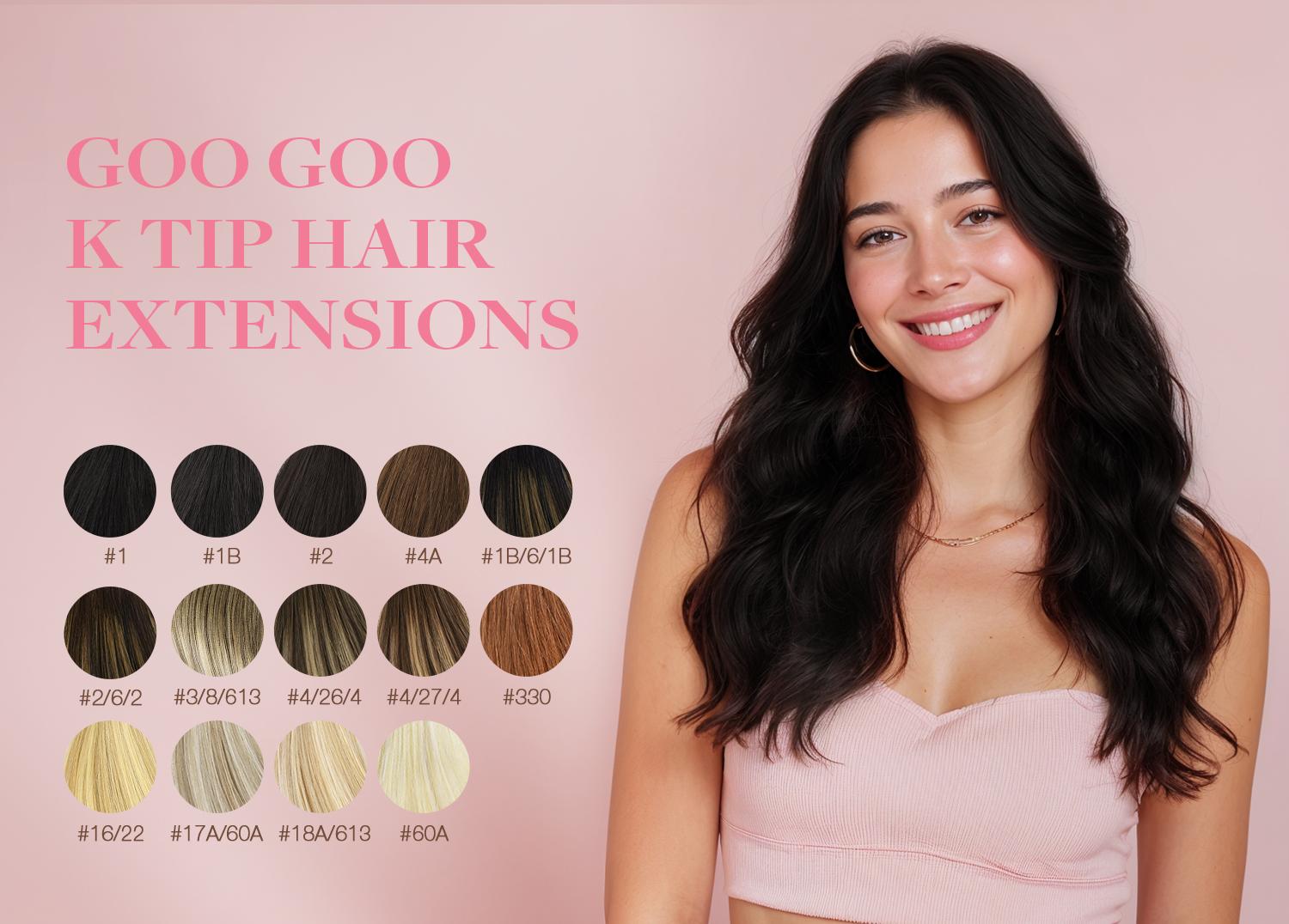 GOO GOO K Tip Hair Extensions Real Human Hair 14-24inch 50G K tips & Mini K tips extensions Keratin Bond Hot Fusion Pre Bonded Hair Extensions Flat Tip Natural Straight Remy Hair Extensions for Women#SpringStatements