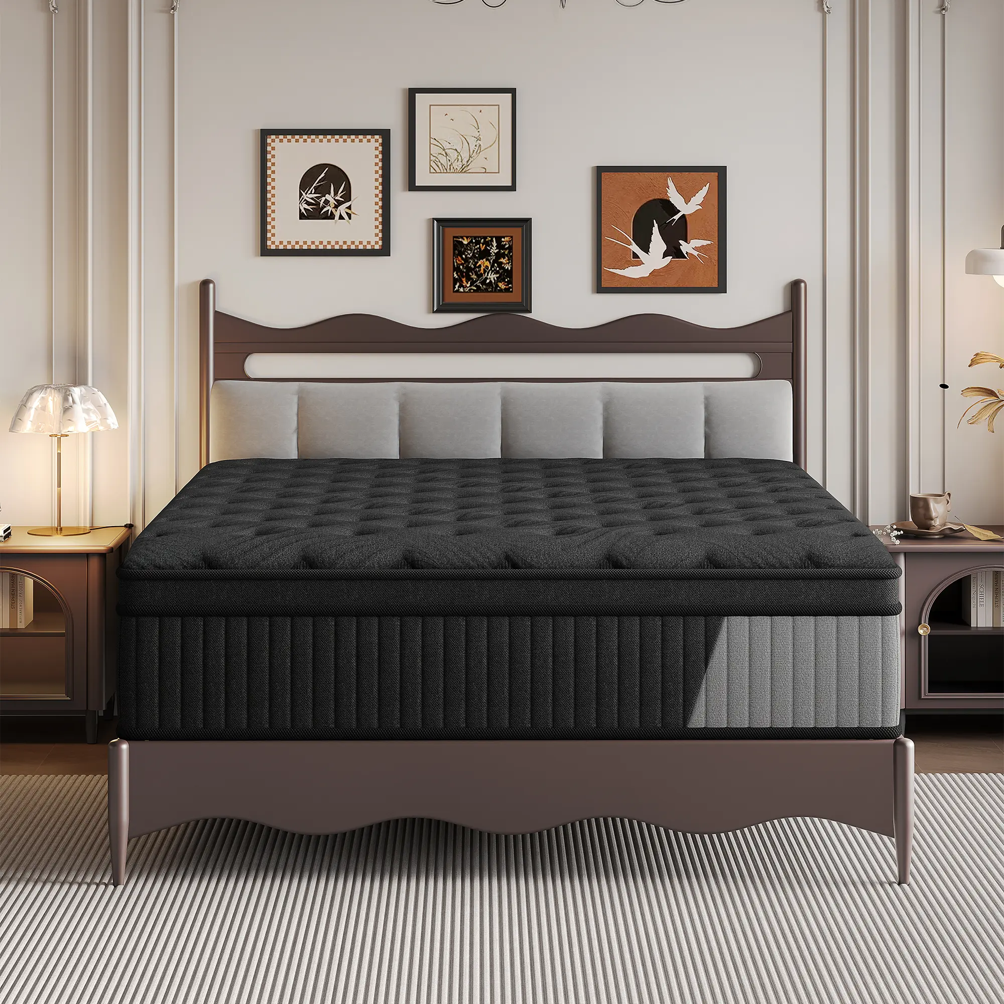 【10/12/14 Inch】Twin Full Queen King ,black Hybrid Memory Foam Mattress in a Box | Pocket Spring + Zoned Support | Soft and Comfortable, Pressure Relief, Medium Firmness, CertiPUR-US Certified(mattresses | queen size mattress | full size mattress)