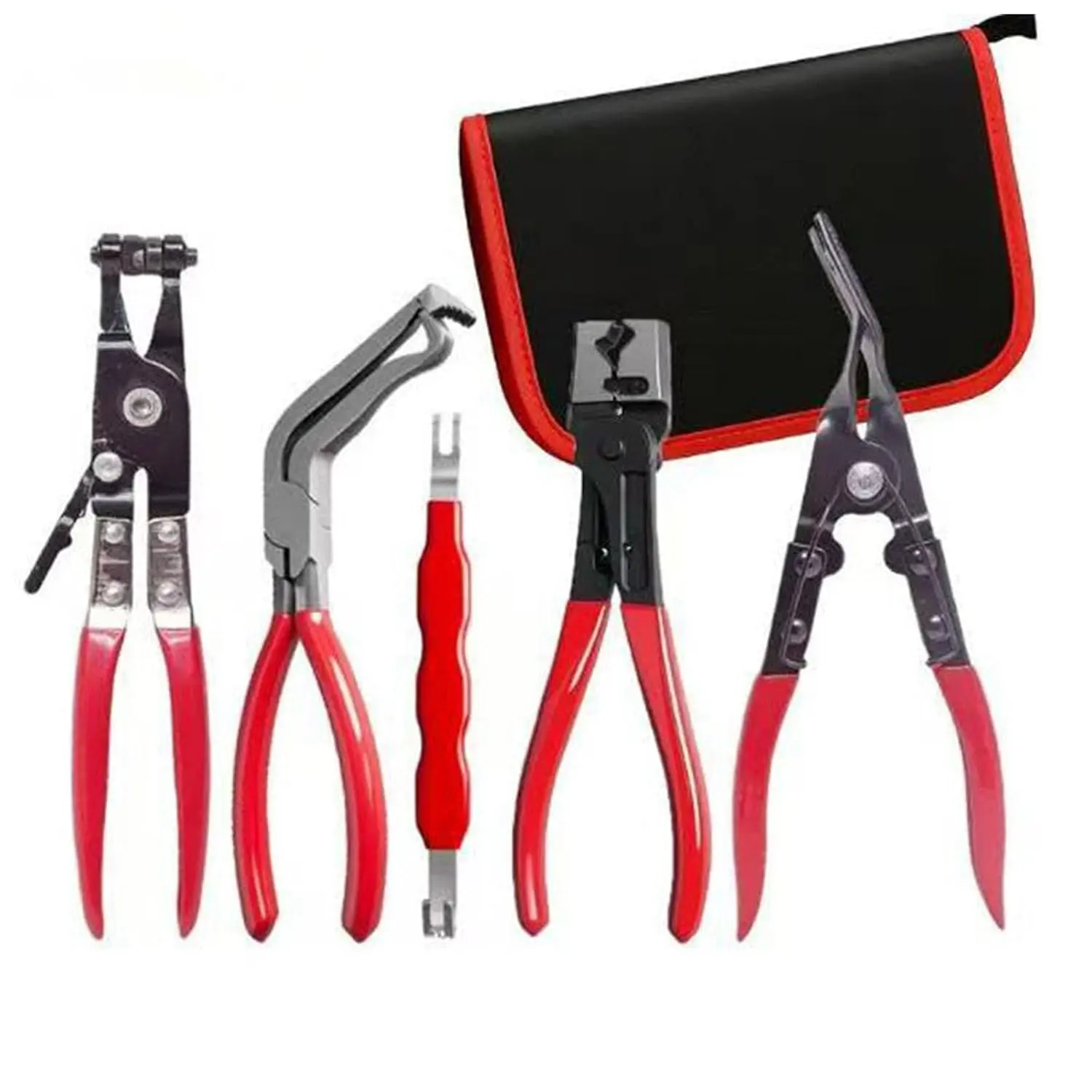 5-Piece Metal Auto Electrical Disconnect Pliers & Connector Removal Tool Kit Set, Angled Jaws, Precise Tips, Non-Slip Comfort Grips, Space Access, Mechanic Tools for Auto Connector Work & Repairs