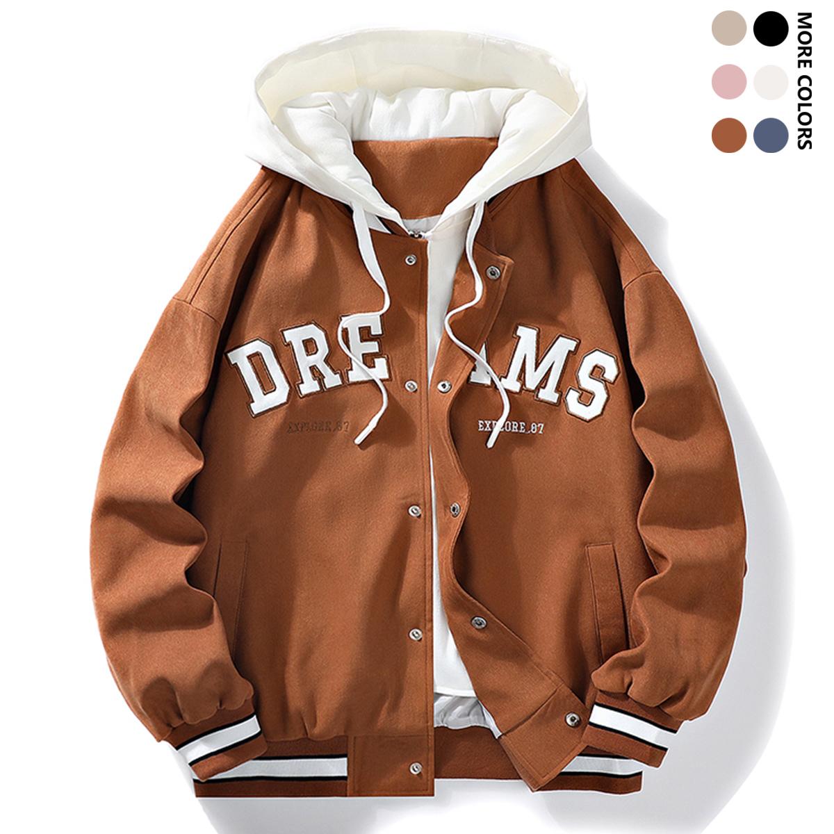 Men's Hooded Jacket - Loose Fit Street Style Coat - Button Front Closure - Non-Stretch Fabric - Urban Casual Jacket, Fashionable Designer