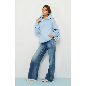 Pacsun Women's Light Blue Tie Dye Oversized Hoodie