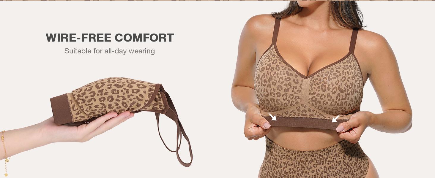 FeelinGirl Leopard Wireless Bra Adjustable Straps Comfort up to 42DDD Seamless Knitting Soft Elastic Support Daily Comfort TiktokShopBlackFriday FeelinGirl Leopard Wireless Bra Adjustable Straps Comfort up to 42DDD Seamless Knitting Soft Elastic Support Daily Comfort TiktokShopBlackFriday