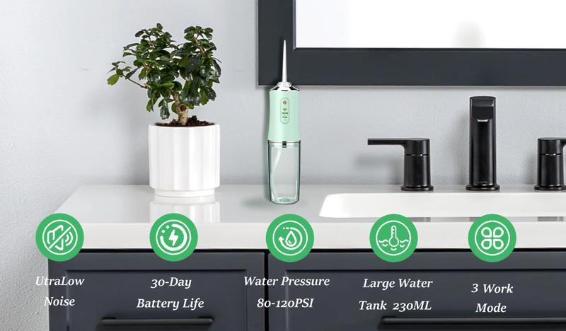 Travel Dental 4 in 1 Water Flossers Rechargeable Portable Burst Pink for Teeth Rechargeable Powerful Oral Irrigator Rinse Cordless Tooth Cleansing