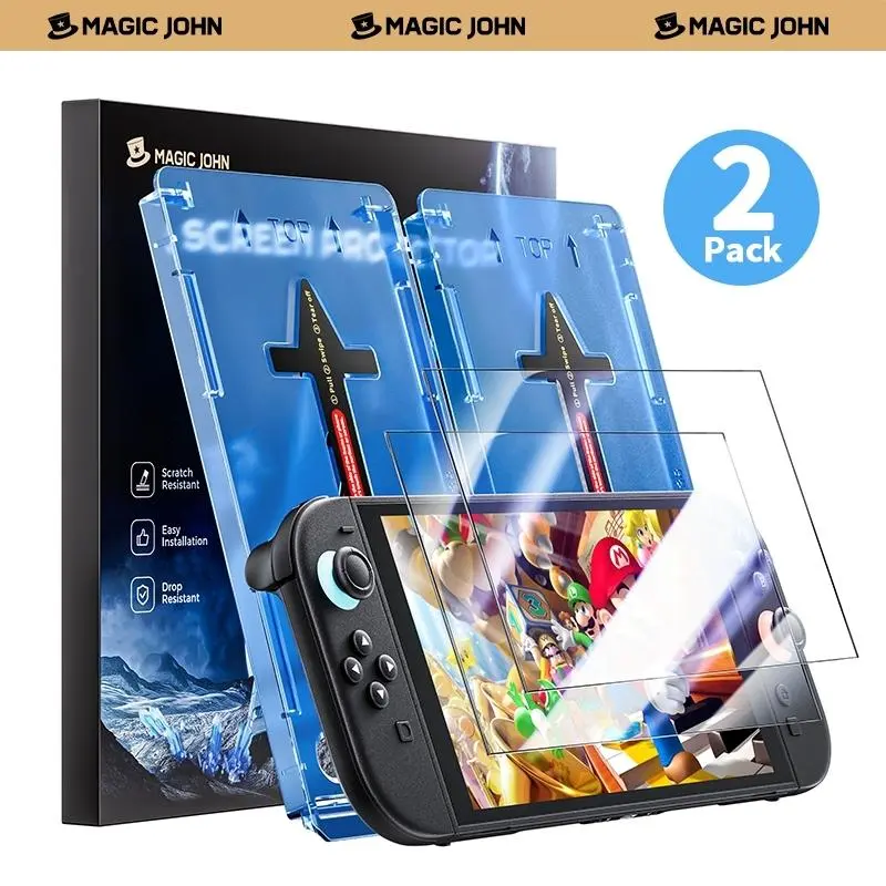 NEW - MAGIC JOHN Auto-Alignment OneTouch for Nintendo Switch 2 Screen Protector 7.9'' 2025 Tempered Glass, Accessories, 30 seconds Installation, Bubble Free, Anti-Scratch, Touch Sensitive, Ultra-Clear,back to school,back to school haul