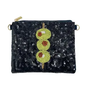Martini Olive Sequin Coin Purse