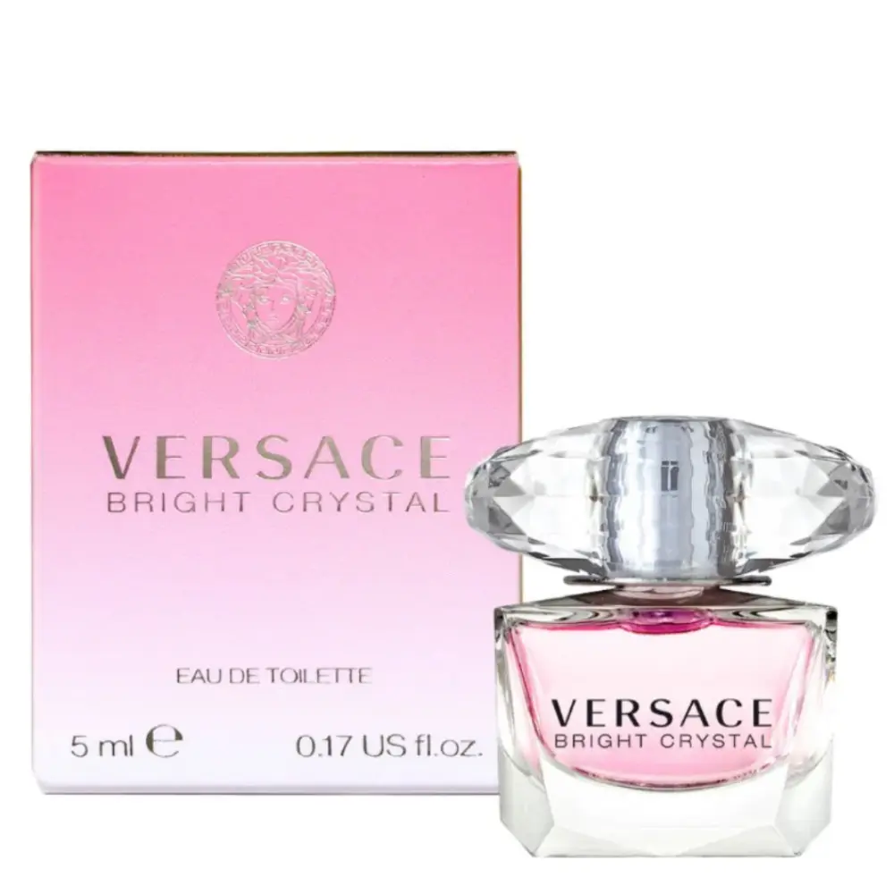Versace Bright Crystal Eau de Toilette Mini Perfume - 0.17 oz (5ml), Floral & Fruity Notes, Timeless Women's Fragrance, Mini Travel Product, Purse Stuffer, Gifts for Girlfriend, GF Gift, Perfume For Women, Purse Stuffers