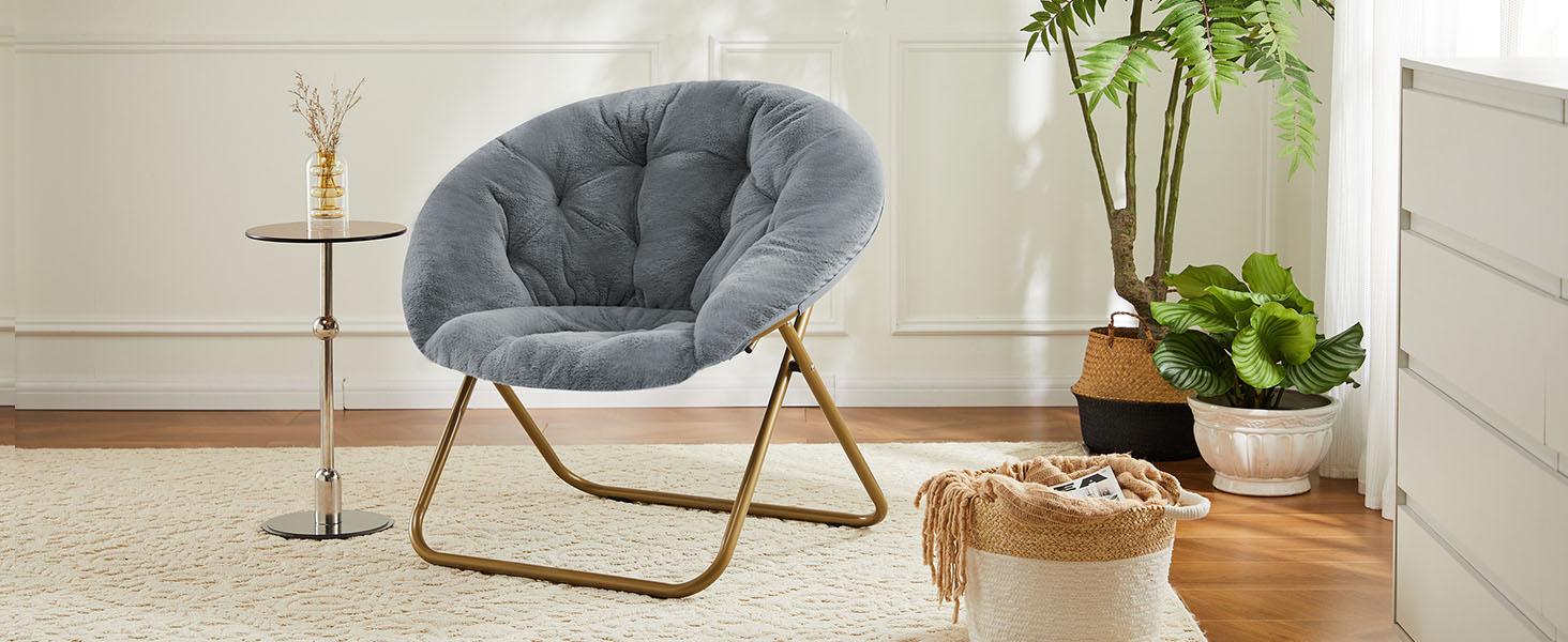 X-Large Faux Fur Saucer Chair Comfy Lounge Chair for Bedroom Living Room, Folding Seat for Teens Adults,Soft Padded and Metal Frame X-Large Faux Fur Saucer Chair Comfy Lounge Chair for Bedroom Living Room, Folding Seat for Teens Adults,Soft Padded and Metal Frame