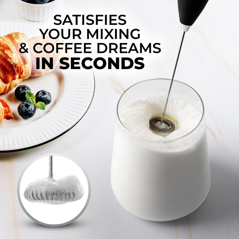 Zulay Kitchen Premium Milk Frother with Stand - Ultra-Fast Handheld Mixer for Coffee Lattes Matcha - 80 Color Options - Comes with Duracell Batteries - Household Appliances