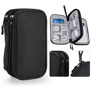 Portable Multi-grids Travel Storage Bag,1 Set Waterproof Cable Organizer Pouch Electronic Accessories Carry Case,All-in-One Storage Bag for Cord, Charger,Phone,Earphone,Travel Essentials