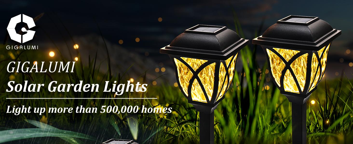 GIGALUMI Solar Lights Outdoor Waterproof, 6 Pack LED Solar Garden Lights, Solar Lights for Outside, Yard, Patio, Landscape, Walkway (Warm White)