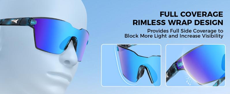 KastKing Tarkio Polarized Fishing Sunglasses, Large Single PC Lenses, Rimless Wrap Design, UV400 Protection Sports Sunglasses