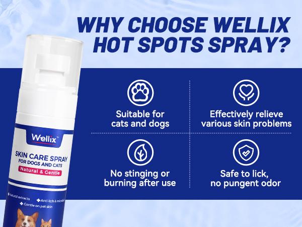 Wellix Hot Spot Spray for Dogs & Cats – Plant-Based Formula Itch & Skin Relief, 80ml#SummerVibes #petslovers,#backtoschool