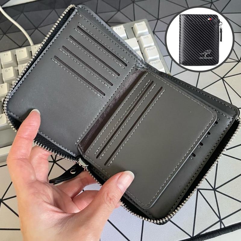 Human RFID Blocking Leather Wallet Credit Card ID Holder Zipper Purse Waterproof