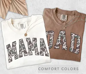 Comfort Colors Mama Dad T-Shirt, Matching Custom Mom & Dad Shirts, Trendy Pregnancy Announcement Gift, New Mom Gift, New Dad Tee, Camo Graphic Tee
