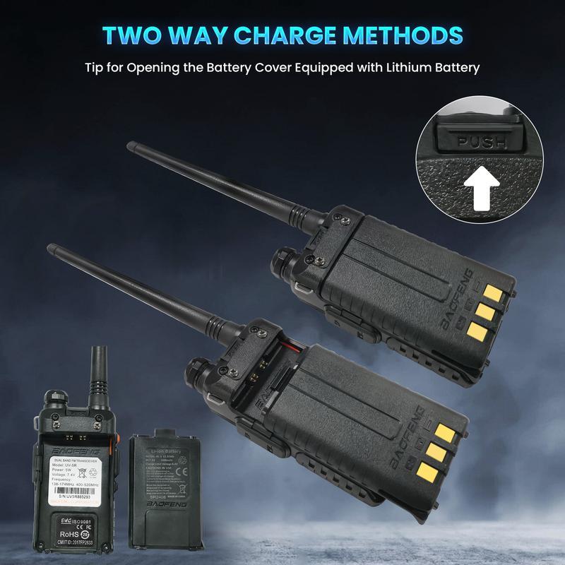 New Baofeng UV-5R Dual Band Two Way Radio Transceiver, USB Charging Long Range Supports CHIRP Portable Handheld Walkie Talkie, Wireless Electronic Gadgets, Digital Intercom, Compact, Device, Remote, Durable Handheld Ham Radio Transceiver