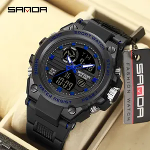 Men's Multi-Functional Dual Display Sports Watch, Waterproof Night Light Outdoor Wristwatch with Alarm, Timing, Calendar Date Display for Daily & Sports Use Trendy Smartwatch with Touch Display Chronograph Dress Watch trending multifunctional ootd tiktoks