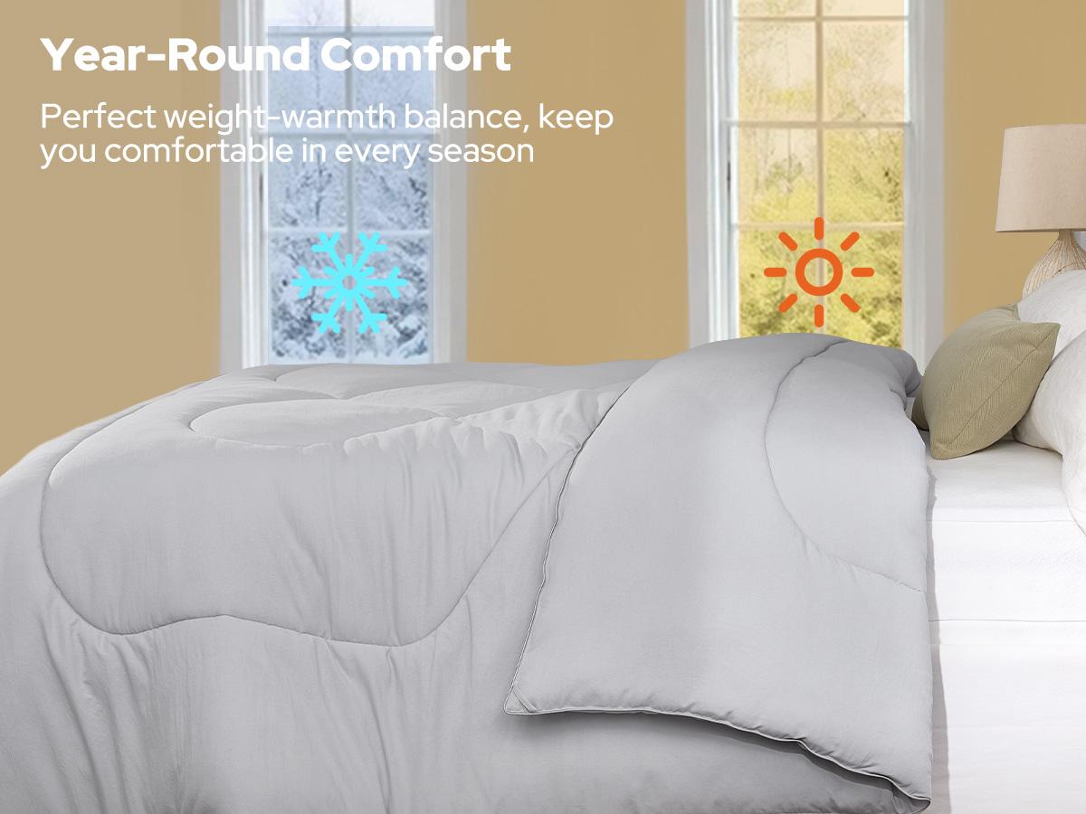 【BEDLORE】All-Season Down Alternative Comforter Duvet Insert for Bedroom – Chinese Knot Quilted Design, Ultra-Soft, Machine Washable, with Corner Tabs