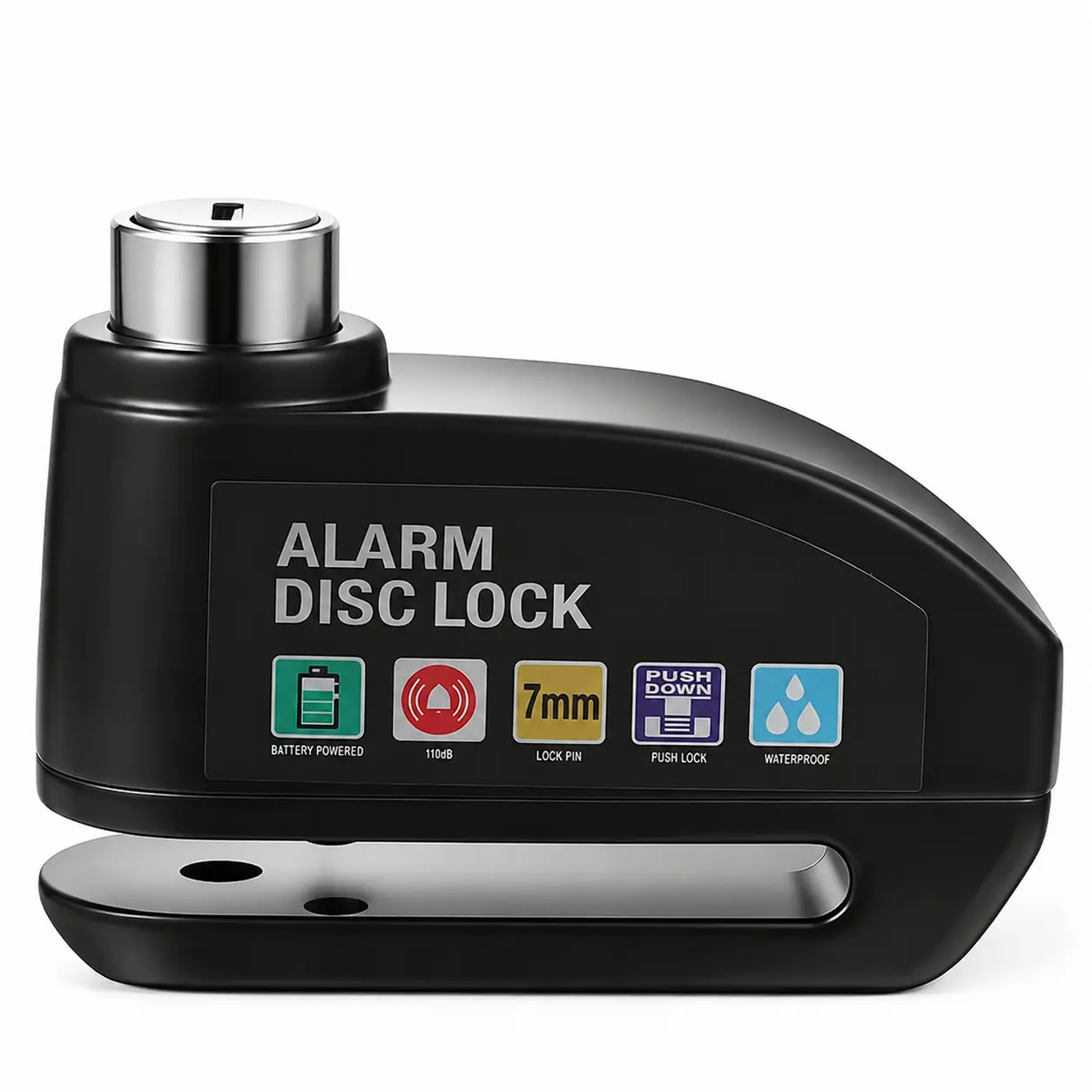 Alarm Disc Lock Set, Brake Lock, Anti-Theft Waterproof 110 dB 7mm Pin 5ft Reminder Cable for Motorcycles Bike Scooter Carry Pouch