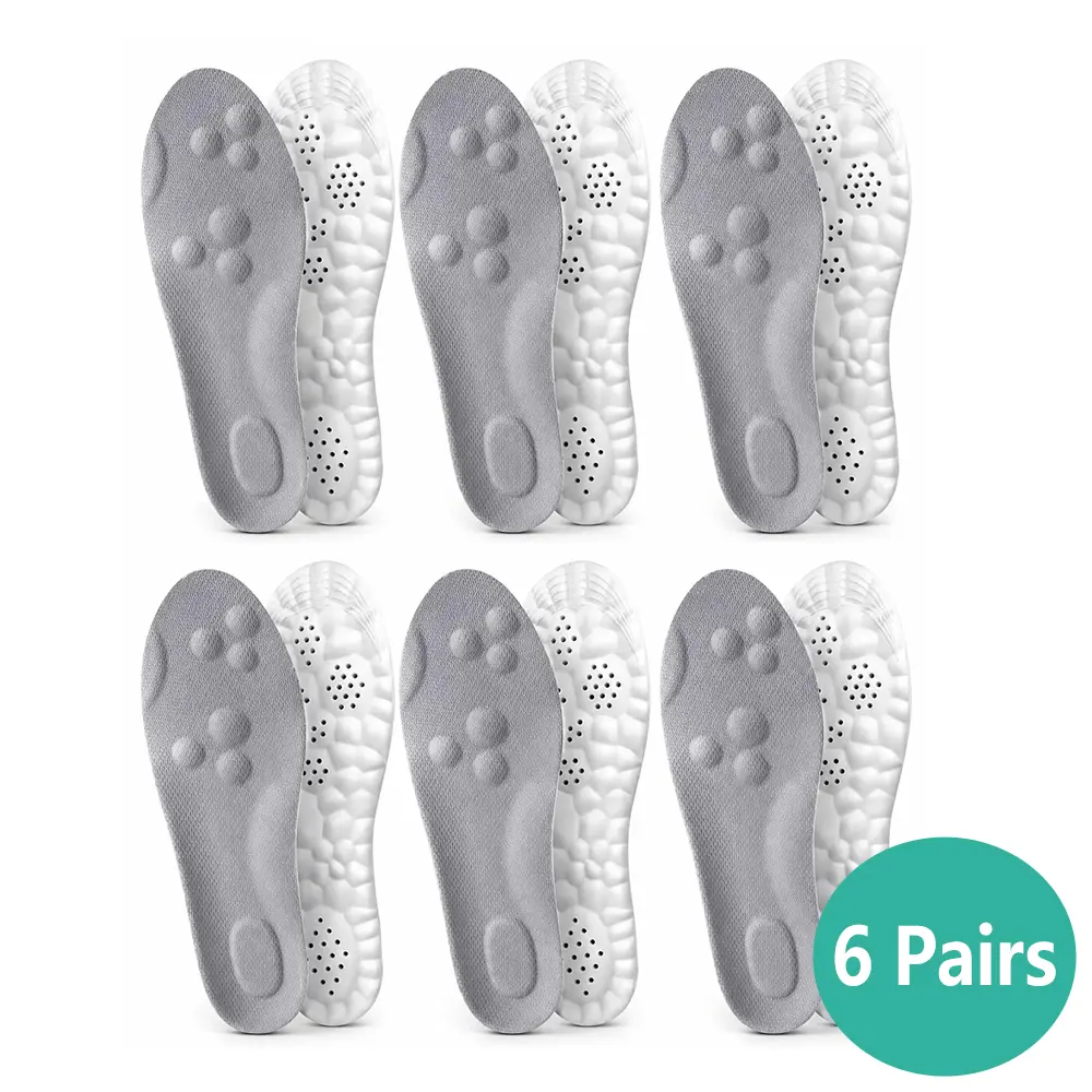 4D Cloud Cushion Memory Foam Arch Support Insoles, Shock Absorbing Breathable Comfort Shoe Pads for Men & Women Long Time Standing, Trimmable Foot Inserts Compatible With Daily Casual Sneakers Work Boots